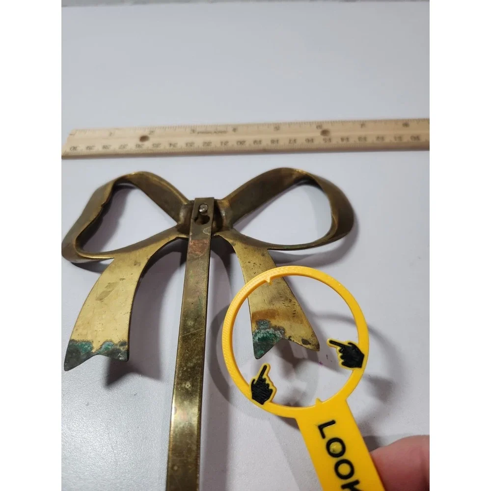 Vintage Brass Bow Wall Hook Ribbon Decorative Hanger Hollywood Regency Gold 7.5